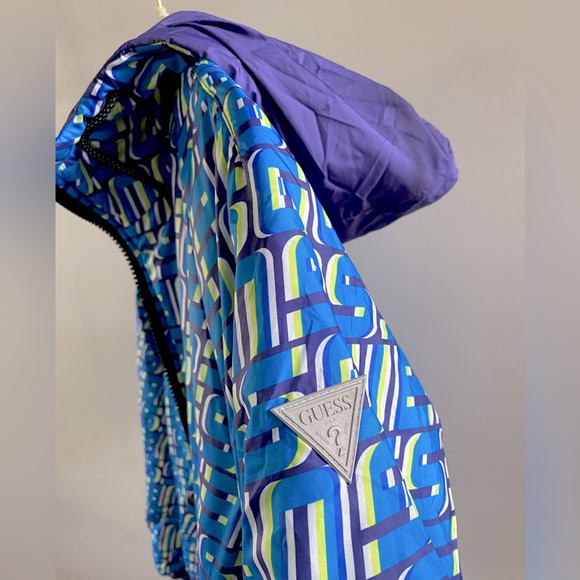 GUESS Eco Elvis ! Reversible ! Logo-Print Puffer Jacket Hooded โจ Size S | logo - Picture 3 of 16